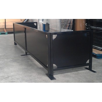 Set 2+2 - Black Square Tube Cafe Wind Barrier  with Plain PVC Panel